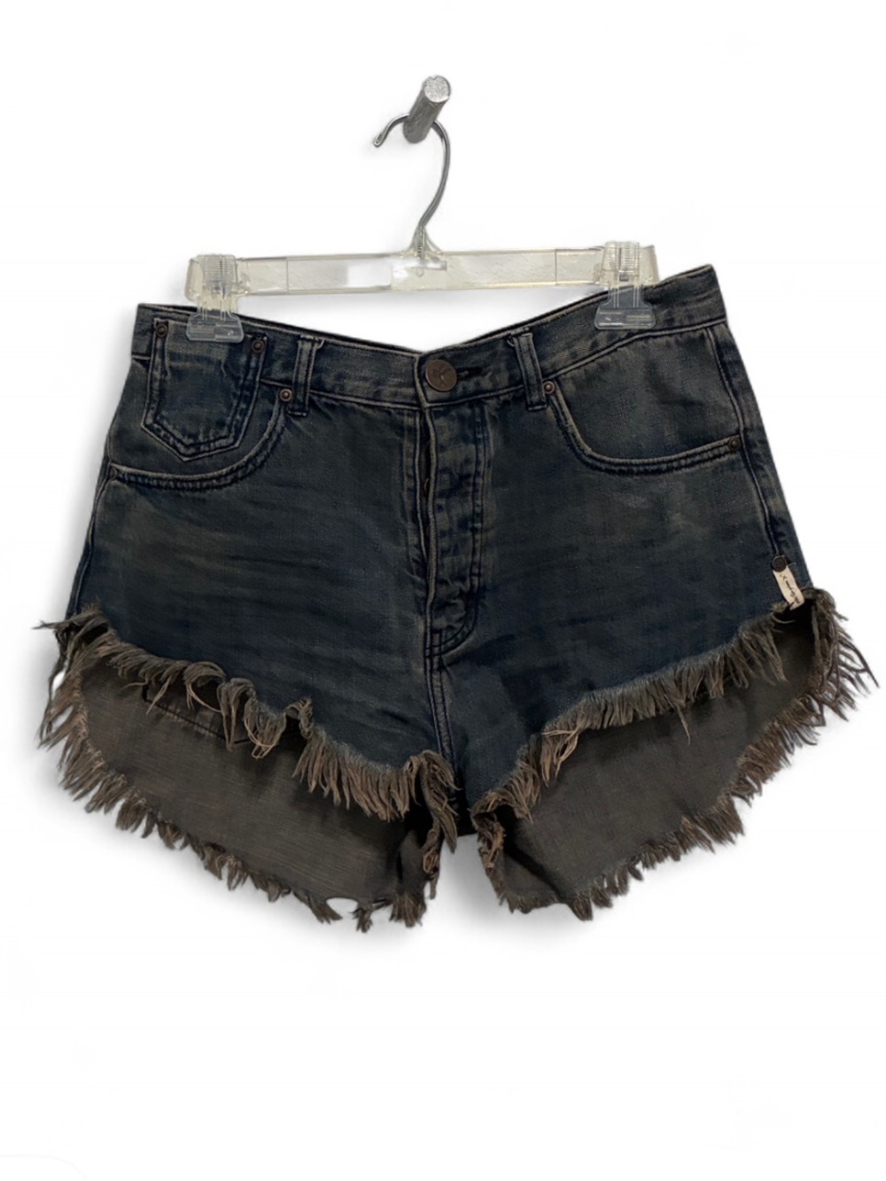 One Teaspoon Le Wolves Frayed Hems Denim Shorts